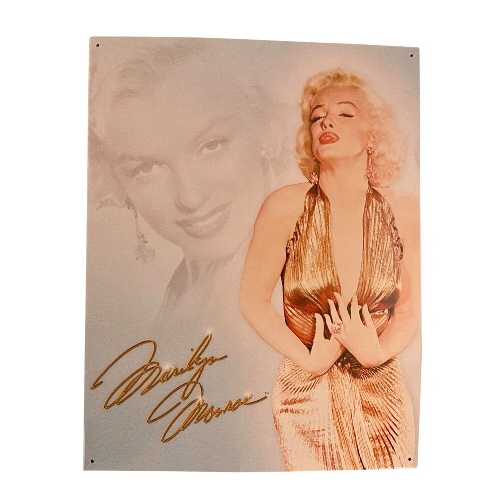 Marilyn Monroe Gold Dress Icon Retro Vintage Legend Movie Star Metal Tin Sign